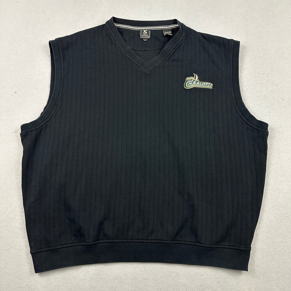UNC Charlotte 49ers Sweater Vest Men Extra Large Black Gear Sports V-Neck XL